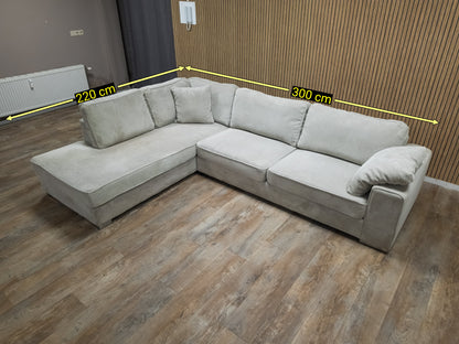 Z.G.A.N Prachtige Licht Beige Ribstof Hoekbank