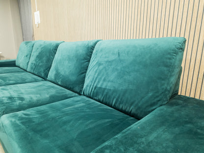 Z.G.A.N Groene Velvet Hoekbank met SLAAPFUNCTIE