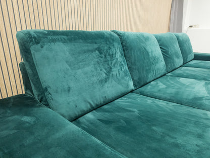 Z.G.A.N Groene Velvet Hoekbank met SLAAPFUNCTIE