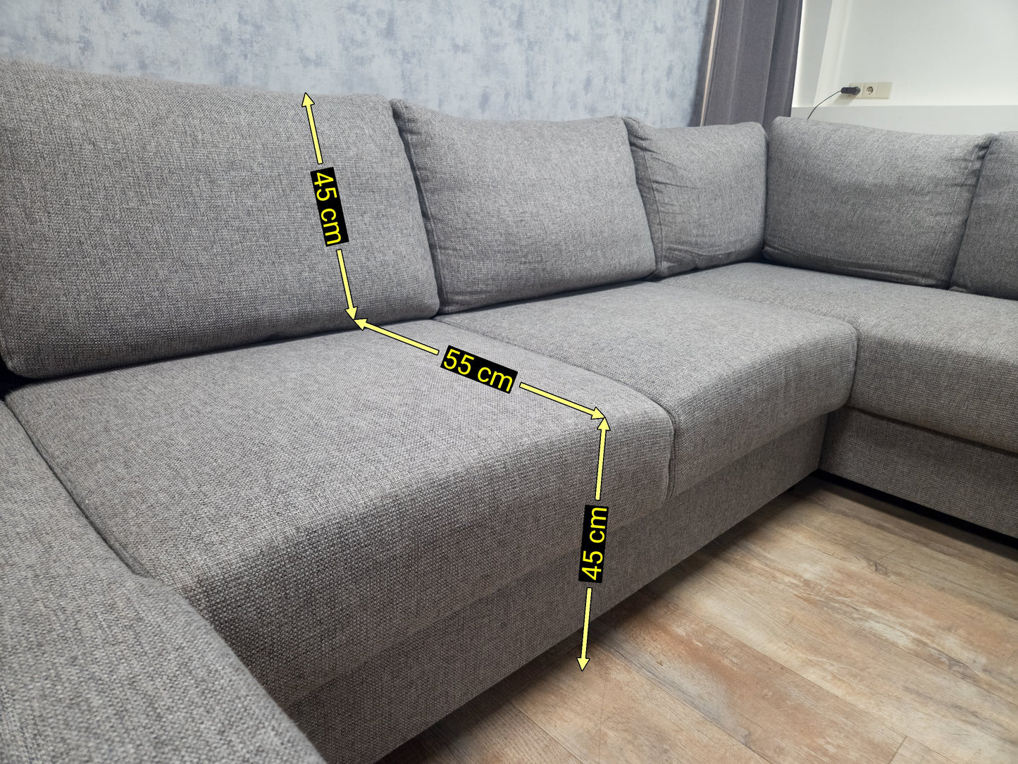 Zeer Mooi Groot Grijs U Bankstel